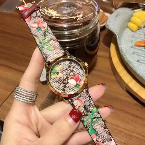 

De igner luxury women wri twatche gci flower theme or o fa hion canva trap geranium print women watch gc