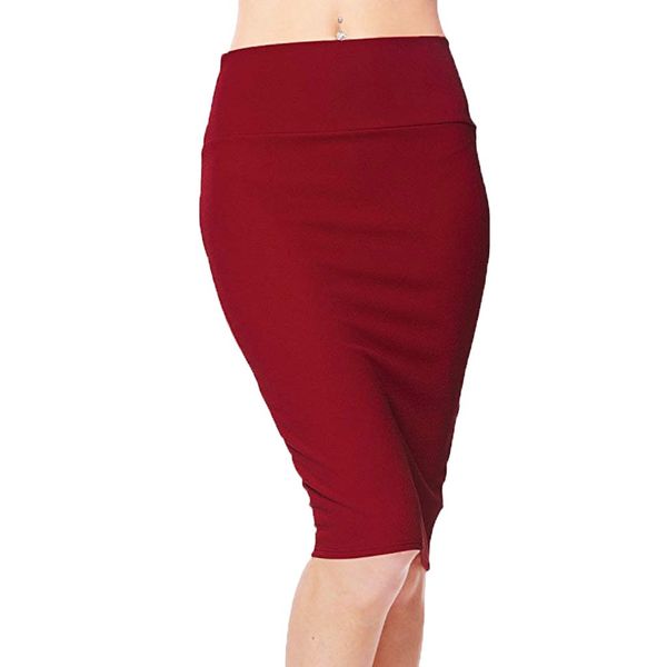 

feitong women's fashion new style tight waist half-length skirt comfortable summer casual plus size pencil skirt#y50, Black