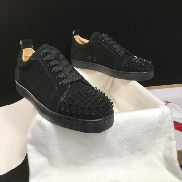 

кроссовки красный low top низами шипы квартиры обувь мужчины женщин замши кожаные кроссовки партии обувь для мужчин, Black