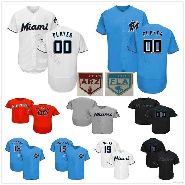 

Custom Miami #62 Jose Urena 10 JT Riddle 9 Lewis Brinson 34 Magneuris Sierra Man Woman Kids Youth Marlins Baseball Jerseys