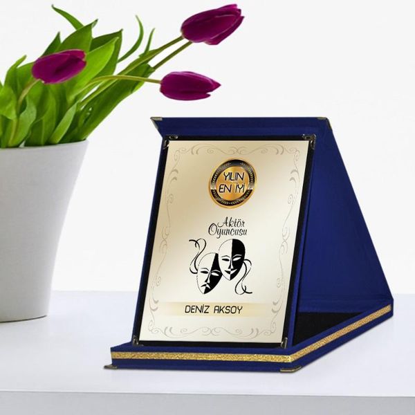 

personalized actor of the year player navy blue plaque award