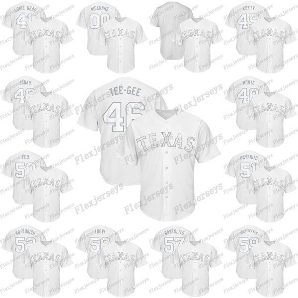 

50 Tim Federowicz 2019 Players Weekend Rafael Montero Jeanmar Gomez Logan Forsythe Locke St. John Jose Trevino Rangers Nickname Jersey