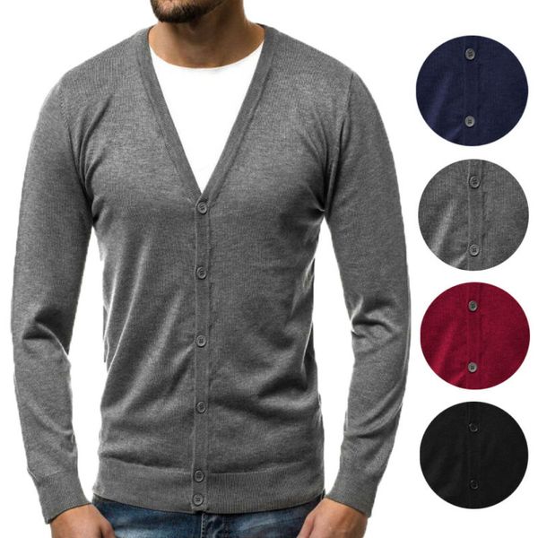 

men button cardigans sweaters 2019 new casual men solid pullover v collar thick cashmere sweater outerwear clothing plus size, White;black