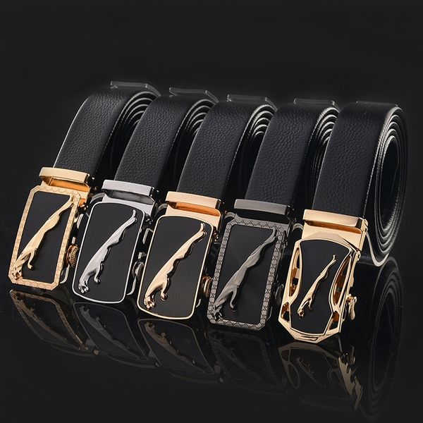 

ihmc4 leopard automatic buckle men's leopard print automatic buckle men's leather waist genuine leather belt double-sided layer co, Black;brown