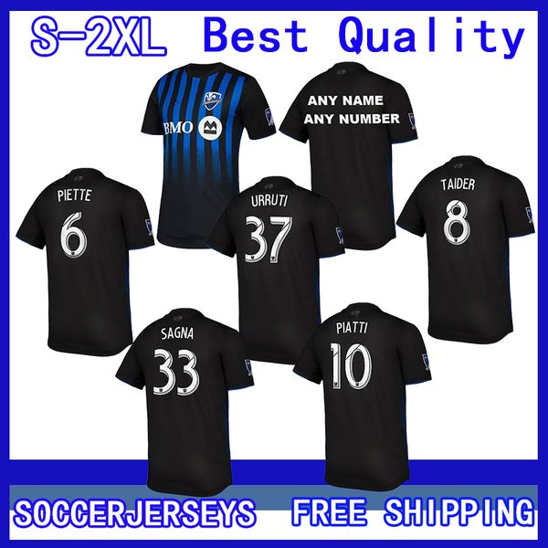 

2019 mls player version montreal impact home black soccer jersey 2019 montreal impact soccer short sleeve shirt black football uniforms, Black;yellow