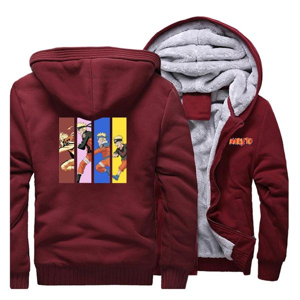 

2019 winter japan anime naruto mens sweatshirt raglan hoodie hip hop sportswear warm clothing coat thick, Black