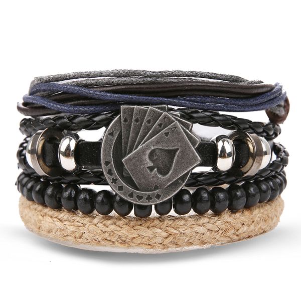 

ifmia new simple heart leather bracelet men jewelry fashion wrap bracelets male bijoux femme wristband punk style black unisex, Golden;silver