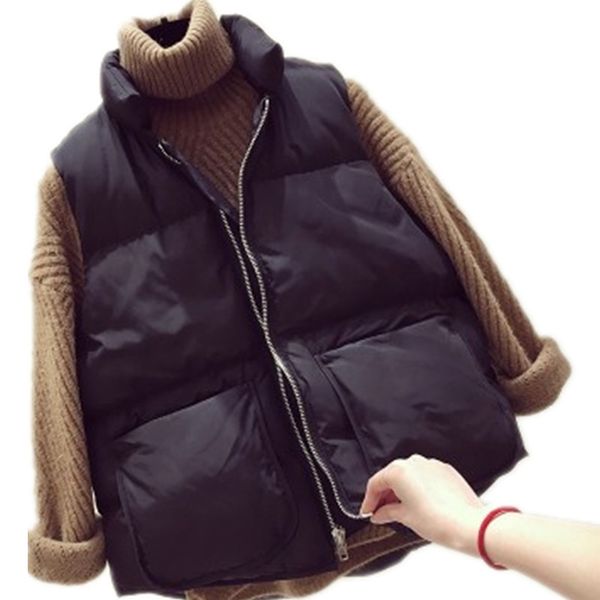 

b2797 2019 women new autumn winter short style korean version fashion pure color thickened vest wholesale, Black;white