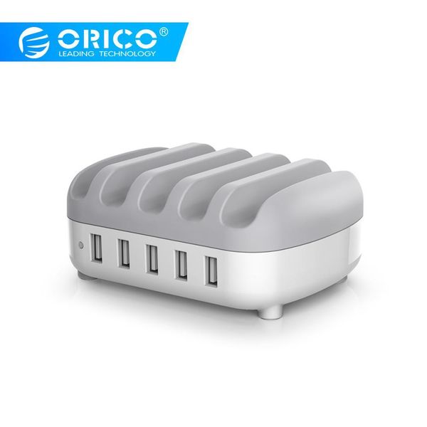 

orico 5 port usb charger station dock with phone holder 5v2.4a*5 40w max for xiaomi huawei iphone and tablet pc