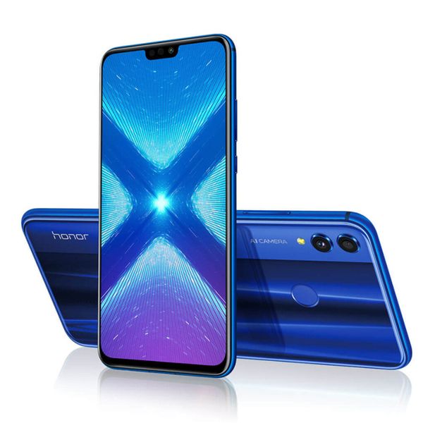 Telefono cellulare originale Huawei Honor 8X 4G LTE 4 GB RAM 64 GB 128 GB ROM Kirin 710 Ocra Core 6,5 pollici Schermo intero 20 MP ID impronta digitale Cellulare