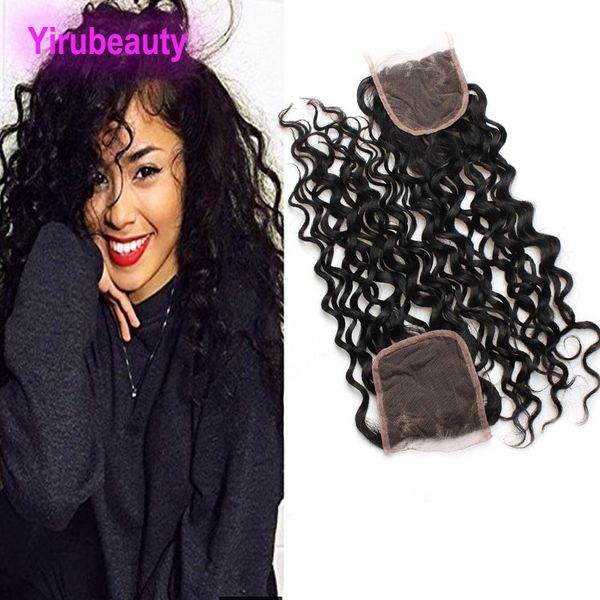 

бразильский девы волос 4x4 lace closure волна воды ближний три свободный часть человеческих волос 4x4 закрытие wet и волнистые 8-20inch, Black;brown