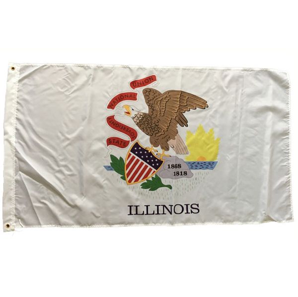 Illinois-Flagge, 90 x 150 cm, gute Qualität, amerikanische Staatsflaggen, 12,7 x 7,6 cm, Polyestergewebe, bedruckt, fliegend, zum Aufhängen, in jedem benutzerdefinierten Stil