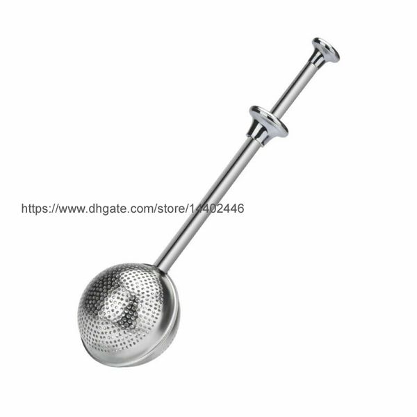 

50pcs 18cm stainless steel spoon retractable ball shape metal locking spice tea strainer infuser filter squeeze
