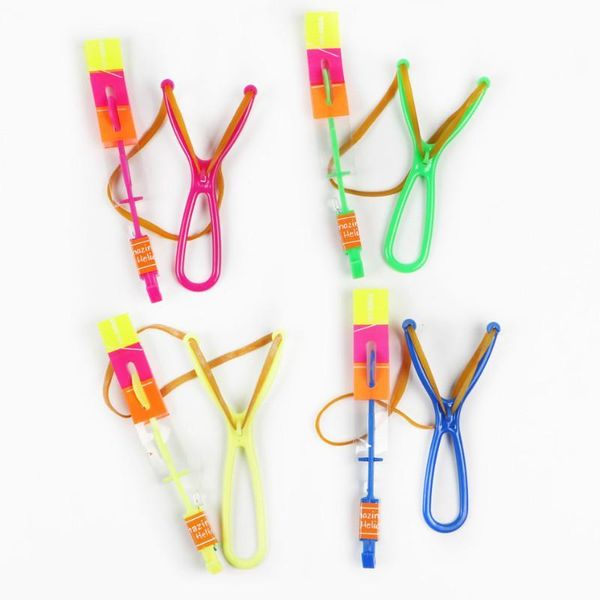 

bamboo dragonfly with light shooting rocket flying parachute sky ufo outdoor night game toy for kid children with led slingshot