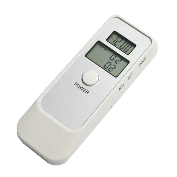 

ad06 driving safety dual lcd digital exhalation portable handheld alcohol tester, clock backlight dual screen breath detector gadget, Silver