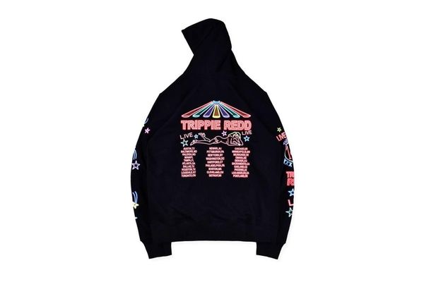 

trippie redd мерч trippieland балахон смешные письма и рисует девушек streetwear хип hoptrippie свод мерч trippieland толстовку, Black