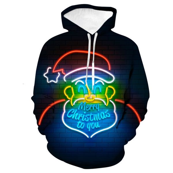 

autumn even midnight 3d christmas merry christmas printing pullover even hat long sleeve sweater male, Black