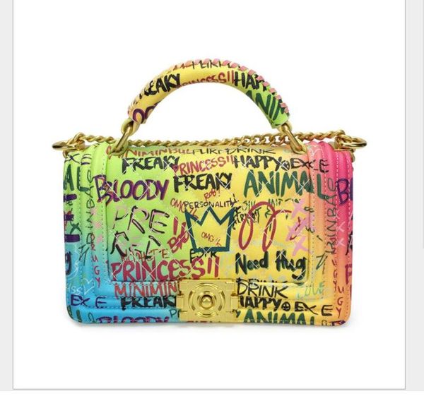

graffiti chain bag for women 2020 luxury women bags designer shoulder bag fashion colorful crossbady bags sac main femme