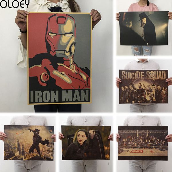 

oloey 1pc 51.5x36cm movie marvel series poster infinity war retro poster wall stickers for living room home decoration