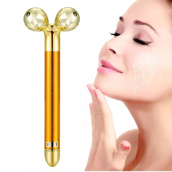 

24k golden beauty bar 3d gold face roller bar electric facial ma ager per onal care face tighten beauty ma age equipment