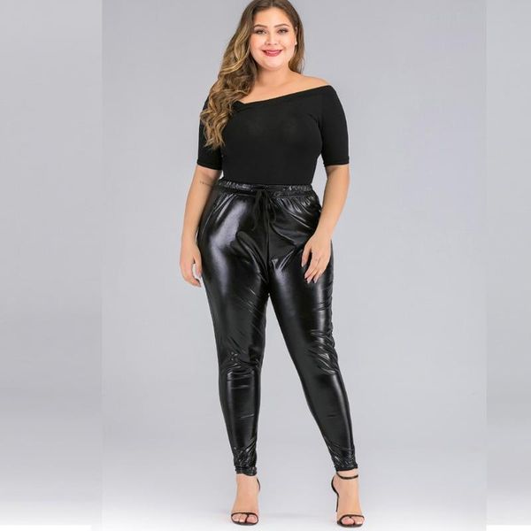 

pu soild black plus size casual new tights high waist feet leather pants party daily shopping trousers wild for women 2020dgh3, Black;white