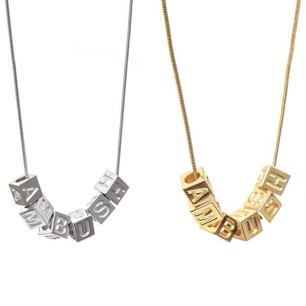 

19fw ambush letter block necklace men women collar hip hop outdoor street accessories festival gift necklace hfymxl002, Silver