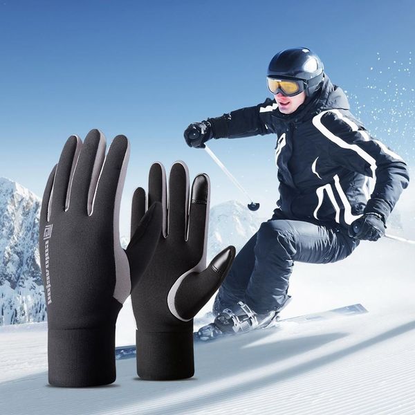 

outdoor touch screen full-fingered waterproof windproof warm and fleece-lined gloves for riding and skiing