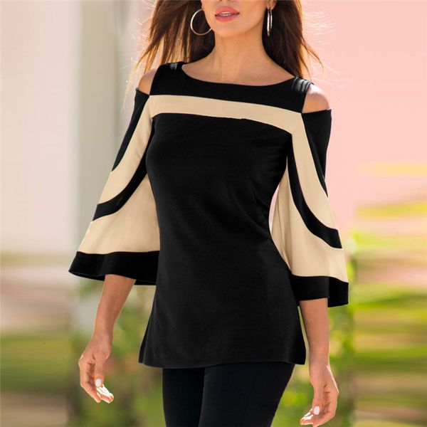 

women blouse women shoulder women blusas womens blouse ladies 3 sleeve pullover femme camiseta mujer damskie chemisier femme 4kk, White