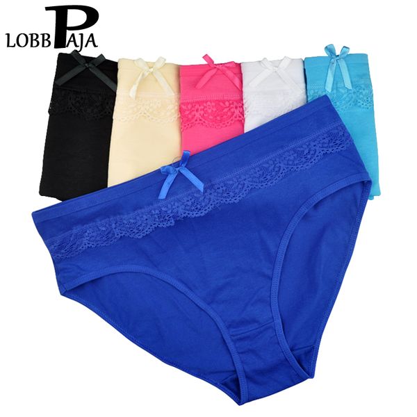 

lobbpaja brand lot 6 pcs woman underwear cotton high waist lace briefs ladies mothers intimates plus size panties for women, Black;pink