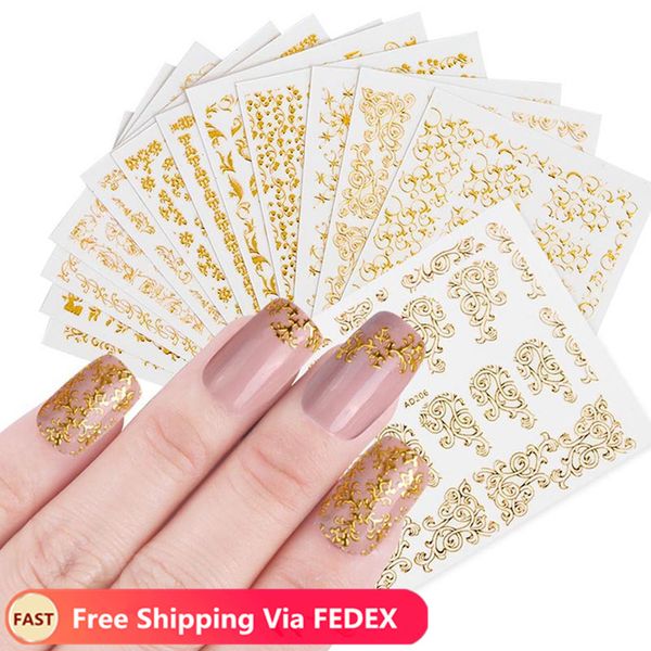 

золото 3d ногти наклейка hollow таблички смешанных конструкций клей цветок типсы украшение салон аксессуары, Black