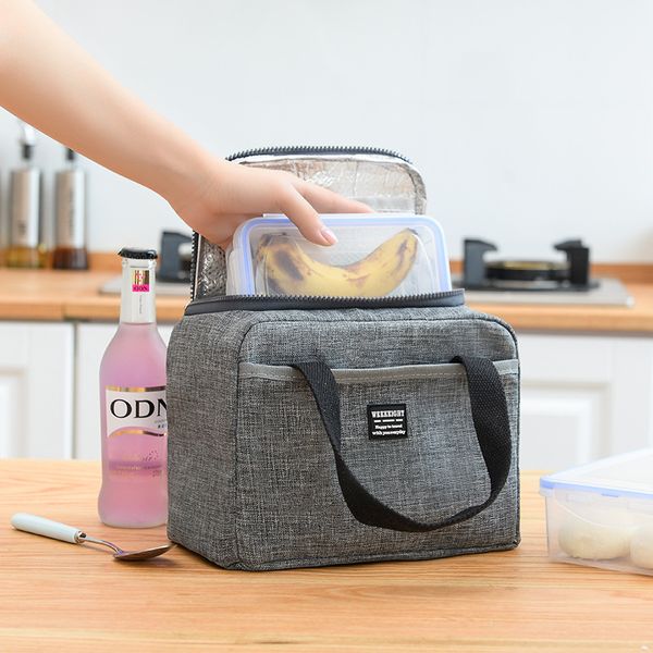 

large thermal insulated lunch box tote cooler handbag portable lunch bag bento pouch school storage bags container new, Blue;pink