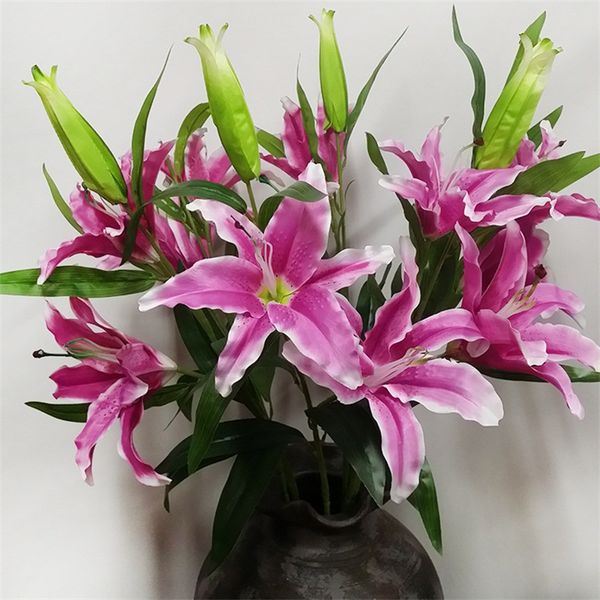 

2 heads a bunch lily artificial flowers bouquet home decoration silk flower branches wedding festival party decorations