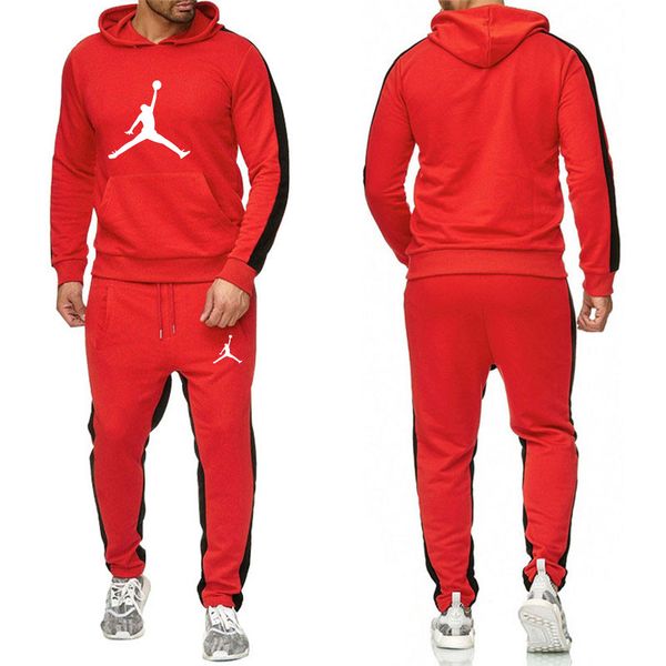 

2019 new tracksuit men new brand autumn winter hooded sweatshirt +drawstring pants male stripe patchwork hoodies suit-k size:s-3xl, Gray