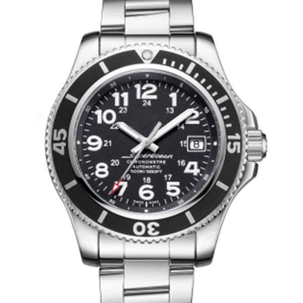 

2020 fashions watches aeromarin superocean series black white blue face automatic movement original steel rubber band mens wristwatches, Slivery;brown