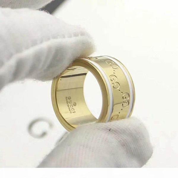 

316l titanium steel punk ring with white enamel and four color plated women and man jewelry gift ps5454, Silver