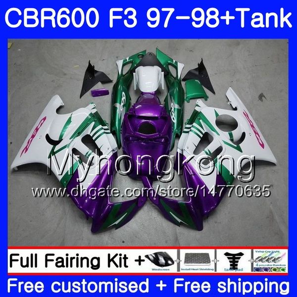 + Бак фиолетовый белый горячий для HONDA CBR600FS CBR600RRR CBR600 F3 1997 1998 Bodys 290HM.62 CBR 600 F3 FS CBR 600F3 97 98 CBR600F3 97 98 обтекатель