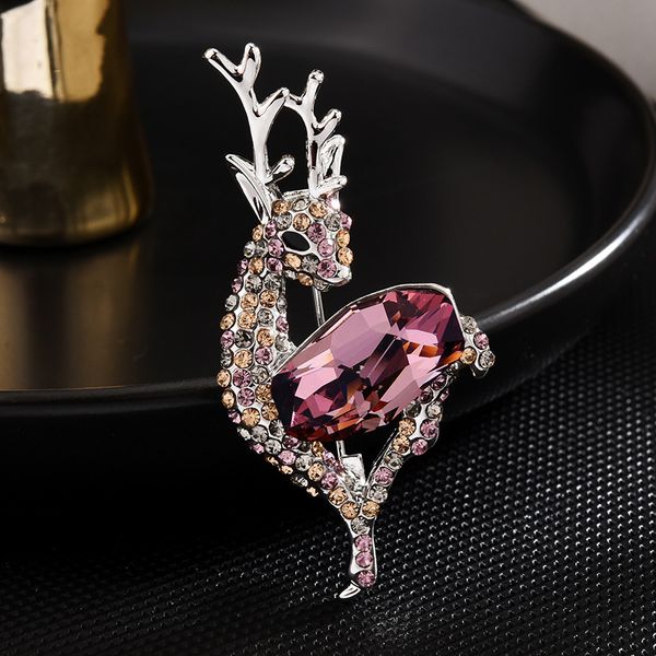 

pins, brooches christmas jewelry crystal deer brooch pins high-end for women enamel pin fashion hijab dress accessories, Gray