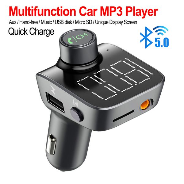 

bluetooth 5.0 aux receiver car mp3 player fm transmitter wireless bluetooth car kit dual usb flash drive