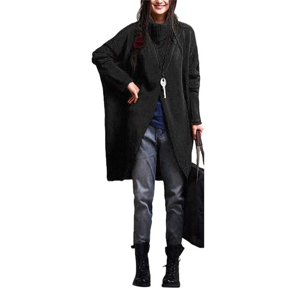 

winter clothes 2019 women sweaters and pullover casual solid cotton long sleeve button asymmetrical hem pullover knitted jumper, White;black