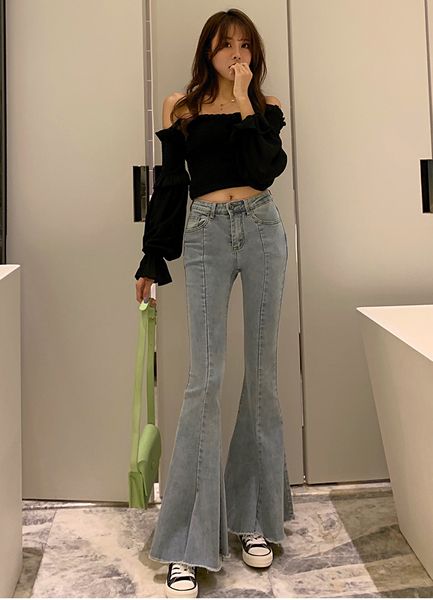 

blue gray cultivate one's morality foot trousers fashion pencil pants