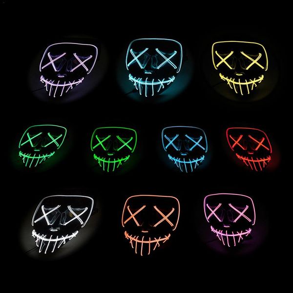 

mtb bike cycling glowing full mask dance party led mask cool cold light dark green horror sports equipment, Black