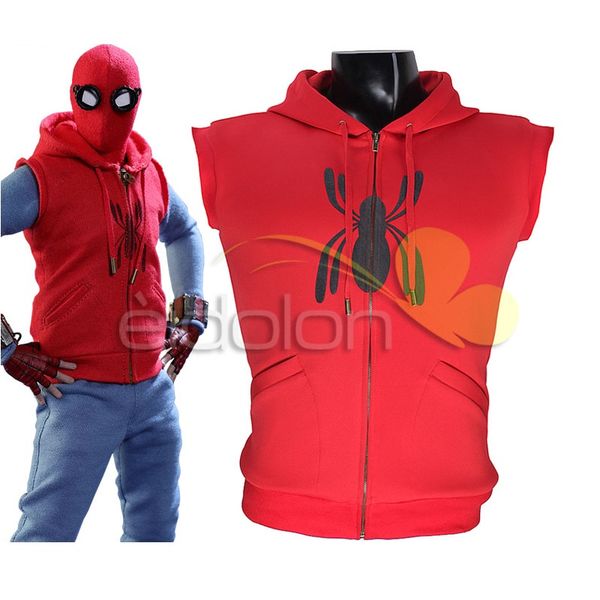 

new spider man homecoming cosplay costume cotton hoodie zipper coat sweatshirt jacket student casual clothes, Black