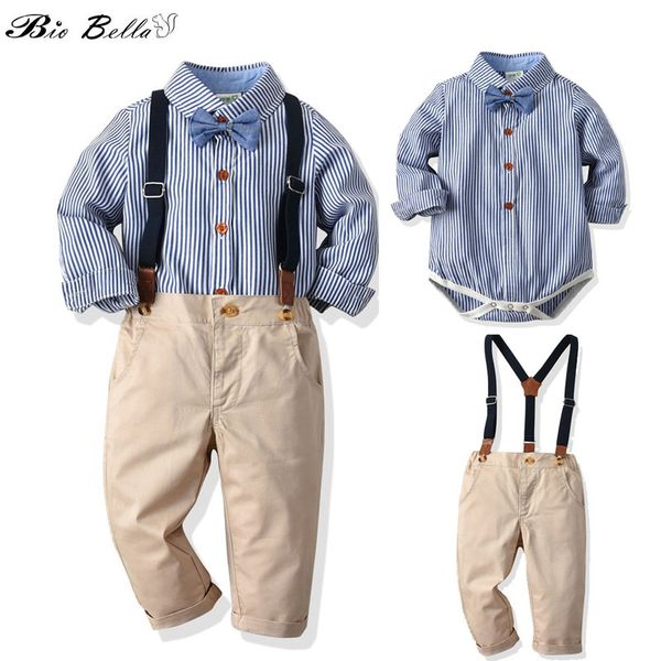 

kids boys clothing gentleman fashion wedding party birthday children boys clothes bodysuit+belt pant 2pcs outfits costume, White