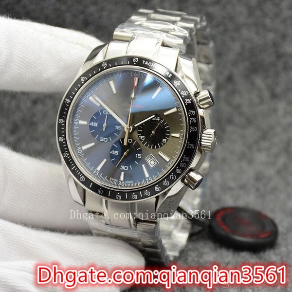 

44 мм Кварцевый хронограф дата мужской серый циферблат Браслет из нержавеющей ста