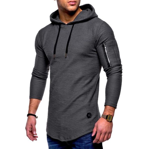 

men's hoodies & sweatshirts fashion men long sleeve hooded sweatshirt casual zip solid color male pullover sling 2021 autumn hip hop mo, Black