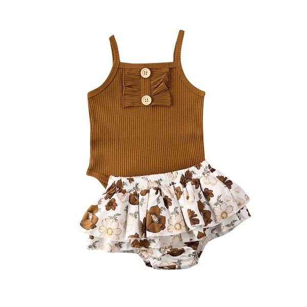 

new summer infant baby girl sleeveless sling romper+tutu skirt ruffle dress clothes sunsuit set, White