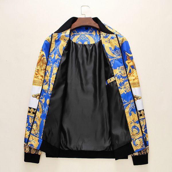 

men designer casual jackets 2019 autumn brand printed fashion outerwear men luxury coat with zipper men long sleeve clothing wholesale, Black;brown