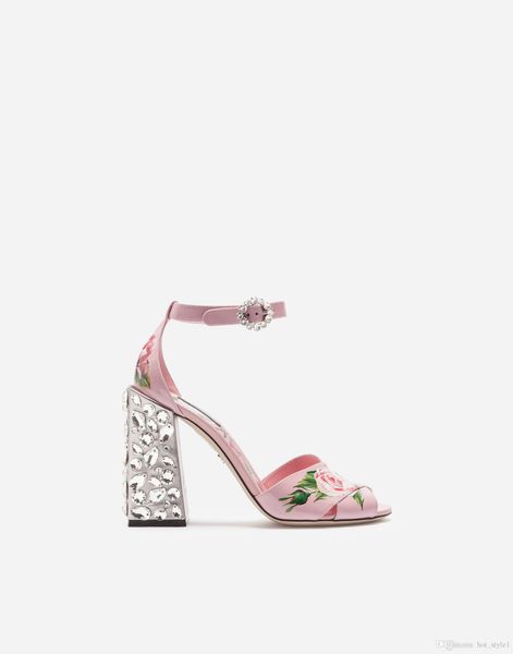 

woman summer peep toe pink cross sandals femal mixed color genuine leather print flower sandals woman chunky heel rhinestone sandal, Black