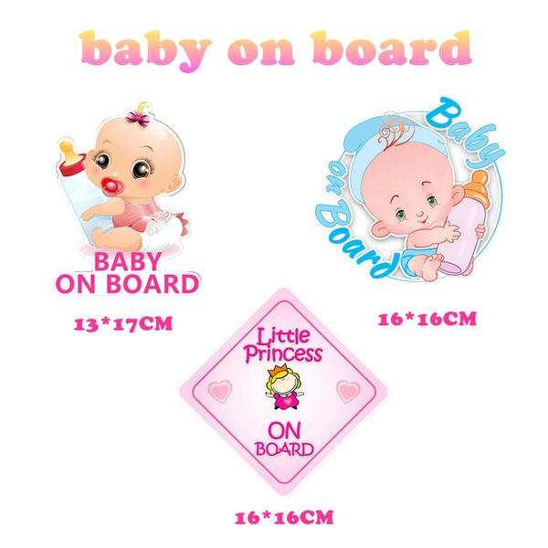 

so cute baby on board car stickers little princess baby bottle car reflective stickers