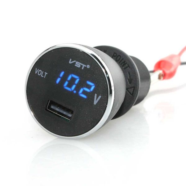 

car black usb car charger adapter voltage dc 5v 2.1a tester for phone
